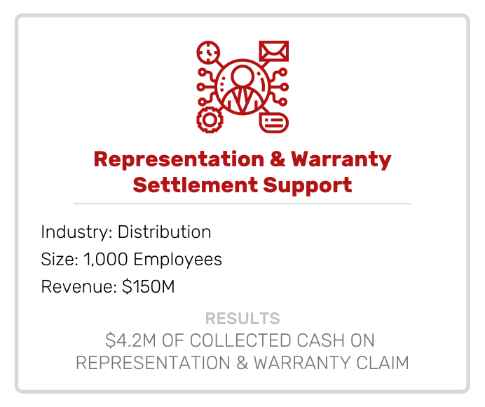 Representation and Warranty Settlement Support