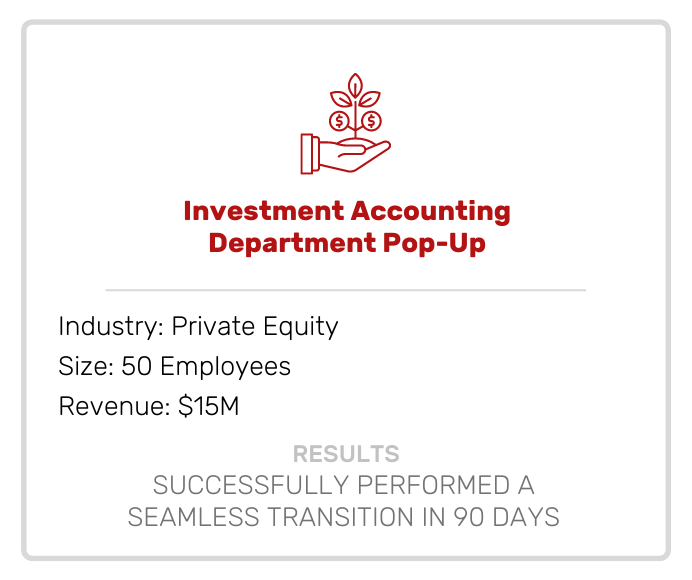 Investment Accounting Department Pop Up